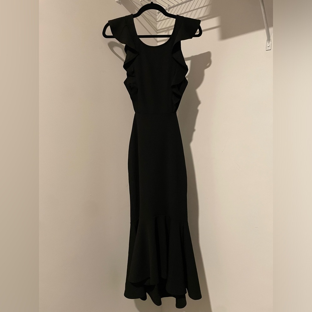 Petal and Pup Hi Low Midi Dress in Black